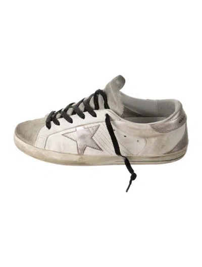 Pre-owned Golden Goose Leather Graphic Print Sneakers In White