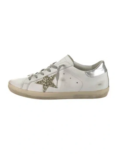 Pre-owned Golden Goose Leather Graphic Print Sneakers In White