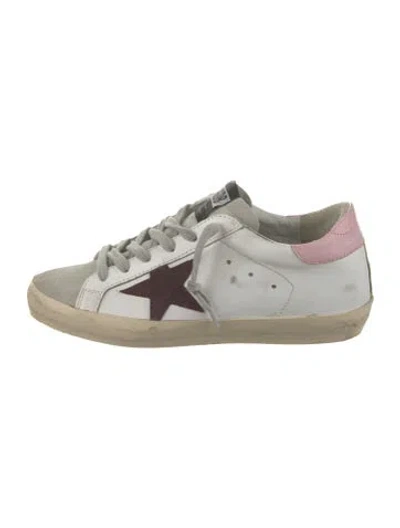 Pre-owned Golden Goose Leather Graphic Print Sneakers In White