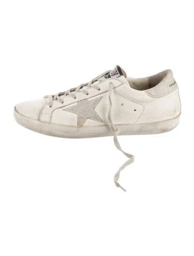 Pre-owned Golden Goose Leather Graphic Print Sneakers In White