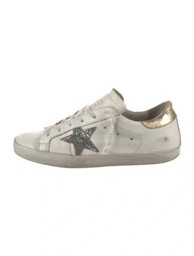 Pre-owned Golden Goose Leather Graphic Print Sneakers In White