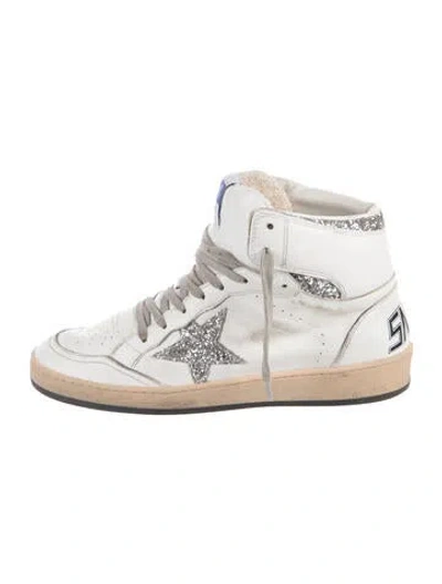 Pre-owned Golden Goose Leather Graphic Print Sneakers In White