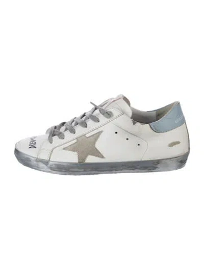 Pre-owned Golden Goose Leather Graphic Print Sneakers In White