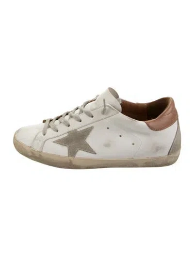 Pre-owned Golden Goose Leather Graphic Print Sneakers In White