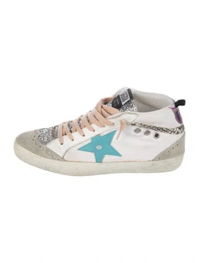Pre-owned Golden Goose Leather Graphic Print Sneakers In White