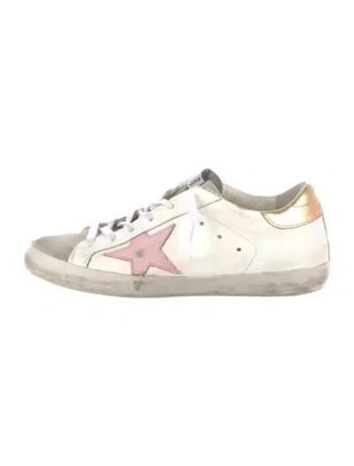 Pre-owned Golden Goose Leather Graphic Print Sneakers In White