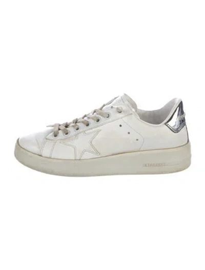 Pre-owned Golden Goose Leather Graphic Print Sneakers In White