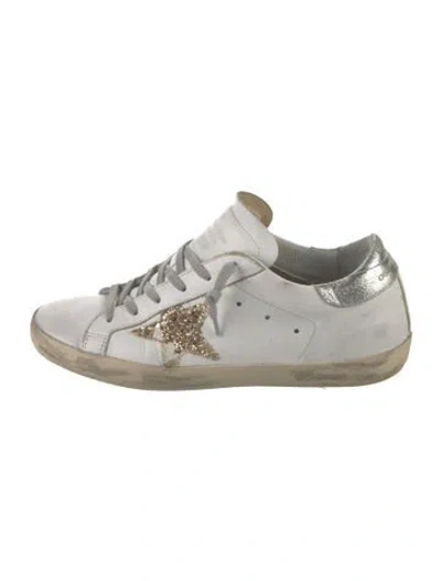 Pre-owned Golden Goose Leather Graphic Print Sneakers In White