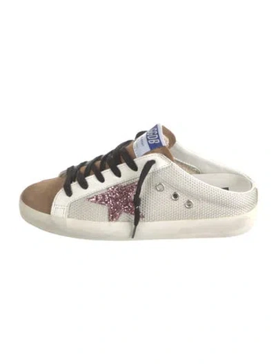 Pre-owned Golden Goose Leather Graphic Print Sneakers In White