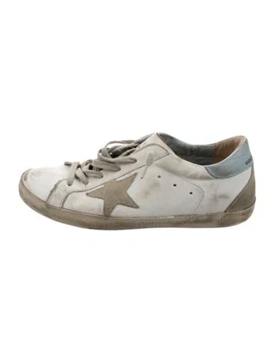 Pre-owned Golden Goose Leather Graphic Print Sneakers In White