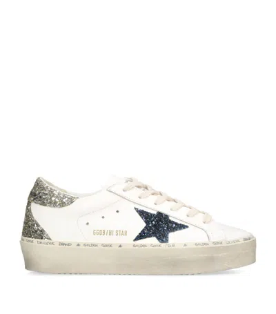 Golden Goose Leather Hi Star Sneakers In White/comb