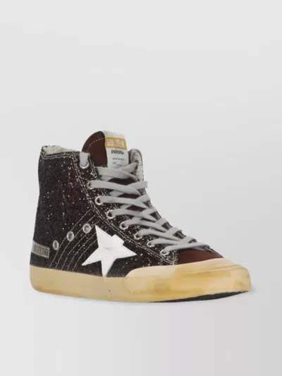 Golden Goose Leather High Top Glitter Sneakers