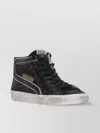 Golden Goose Leather High Top Sneakers Glitter Detail In Black