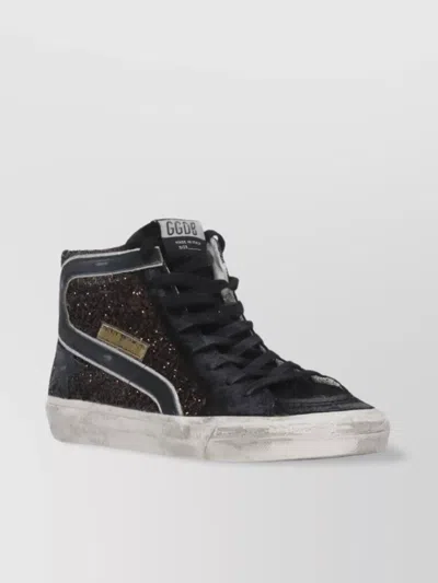 Golden Goose Leather High Top Sneakers Glitter Detail