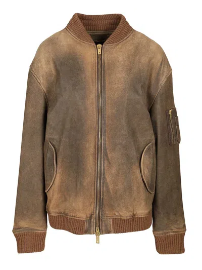 Golden Goose Retro Inspired Bomber Jacket Pockets In Brown