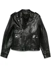 Golden Goose Leather Jacket With Zip Fastening And Pockets In Black
