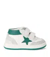 Golden Goose White June Sneakers For Kids With Star In Green