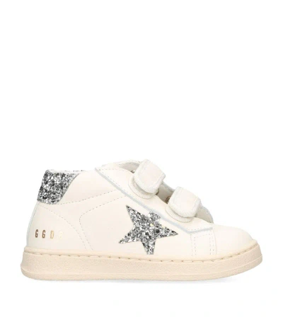 Golden Goose Kids' Leather June Trainers In Silver