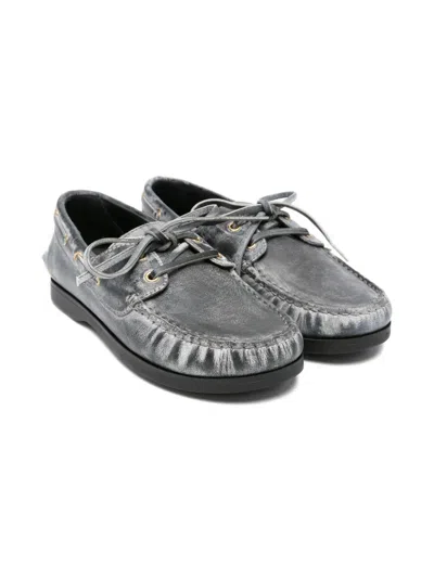 Golden Goose Kids' Leather Lace-up Mocassins In Black