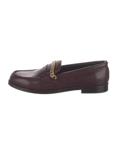 Pre-owned Golden Goose Leather Loafers In Burgundy