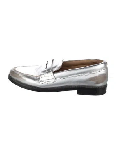 Pre-owned Golden Goose Leather Loafers In Silver