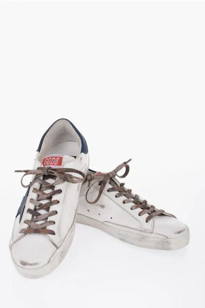Golden Goose Leather Low-top Sneakers With Lived-in Effect In Neutral