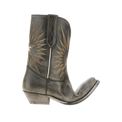 Golden Goose Leather Low 'wish Star' Boots In Black