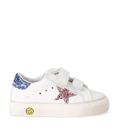 Golden Goose Kids' Leather May School Sneakers In White