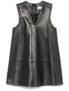 Golden Goose Leather Mini Dress In Black