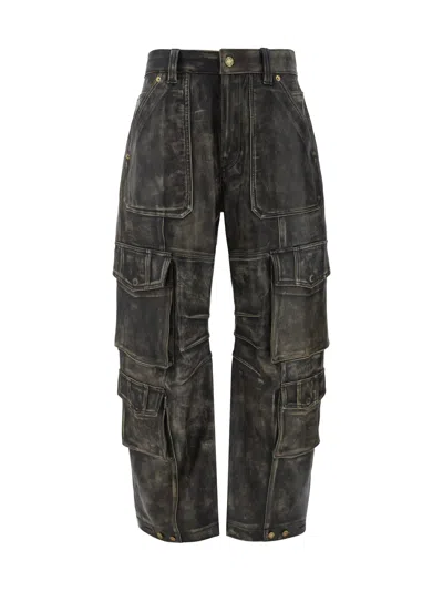 Golden Goose Leather Pants In Brown