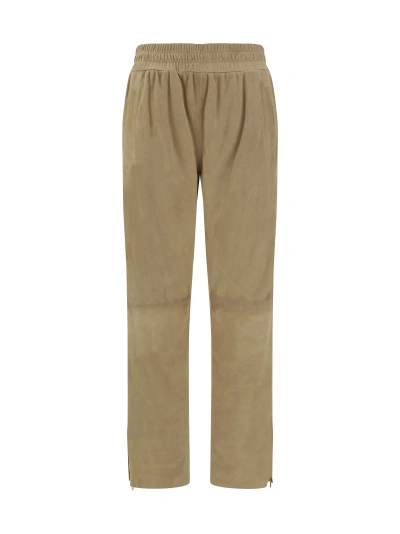 Golden Goose Leather Pants In Dark Taupe