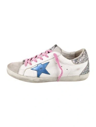 Pre-owned Golden Goose Leather Patterned Sneakers In Blue