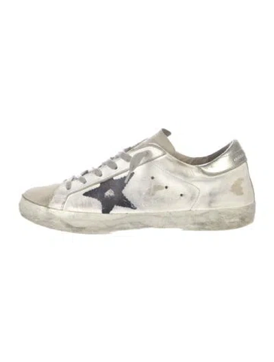 Pre-owned Golden Goose Leather Patterned Sneakers In White