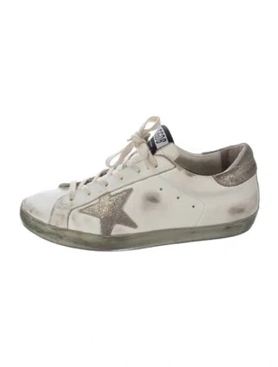 Pre-owned Golden Goose Leather Patterned Sneakers In White
