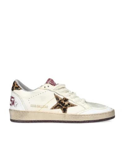 Golden Goose Leather Pony Ball Star Sneakers In White