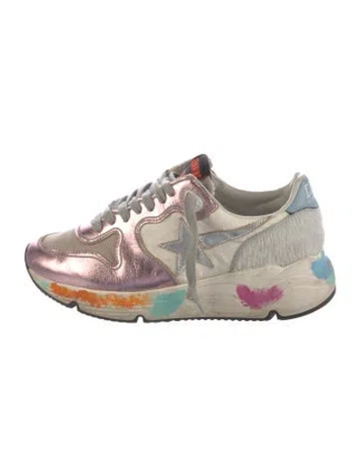 Pre-owned Golden Goose Leather Printed Chunky Sneakers In Neutral