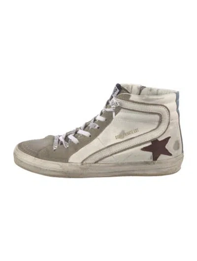 Pre-owned Golden Goose Leather Printed Chunky Sneakers In White