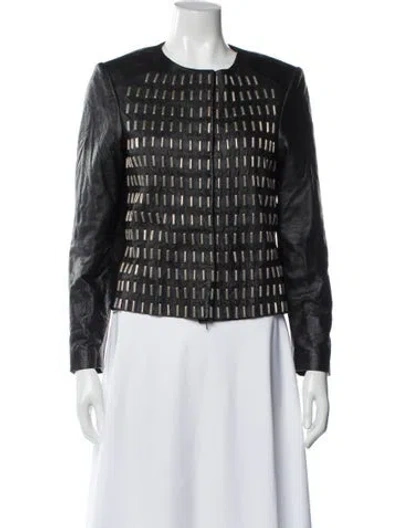 Pre-owned Golden Goose Leather Printed Evening Jacket In Black