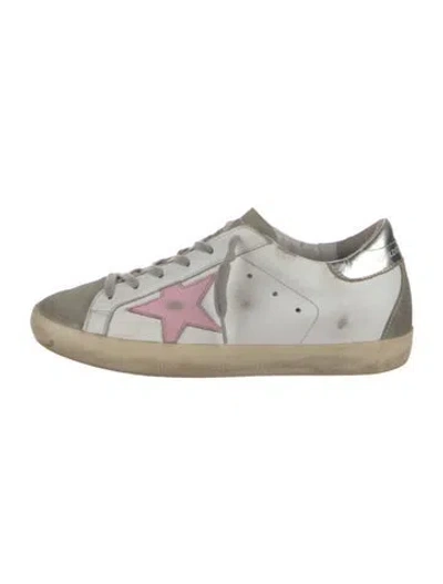 Pre-owned Golden Goose Leather Printed Lace-up Boots In White