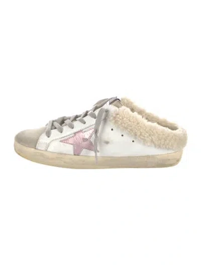 Pre-owned Golden Goose Leather Printed Mules In White