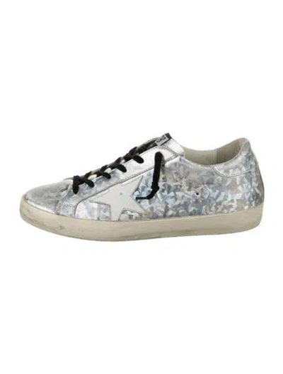 Pre-owned Golden Goose Leather Printed Sneakers In Black