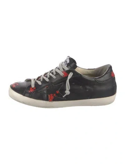 Pre-owned Golden Goose Leather Printed Sneakers In Black