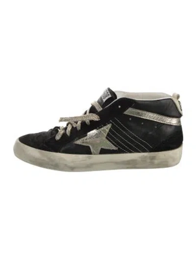 Pre-owned Golden Goose Leather Printed Sneakers In Black
