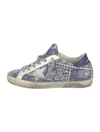 Pre-owned Golden Goose Leather Printed Sneakers In Blue