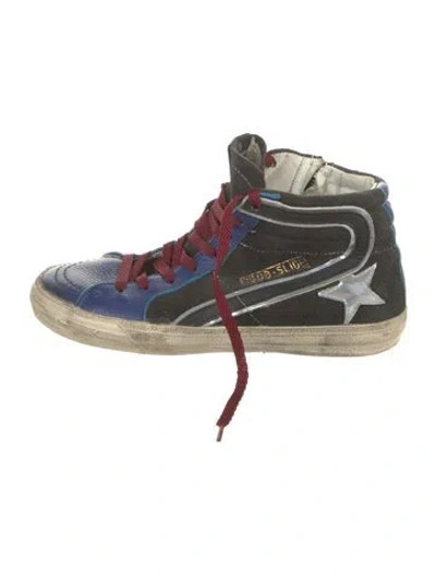 Pre-owned Golden Goose Leather Printed Sneakers In Blue