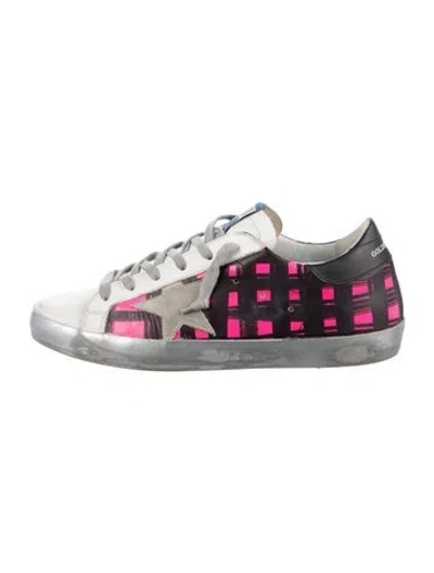 Pre-owned Golden Goose Leather Printed Sneakers In Burgundy
