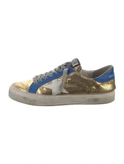 Pre-owned Golden Goose Leather Printed Sneakers In Gold