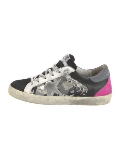 Pre-owned Golden Goose Leather Printed Sneakers In Gray