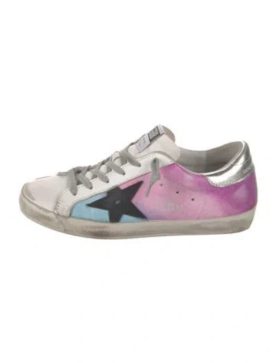 Pre-owned Golden Goose Leather Printed Sneakers In Pink