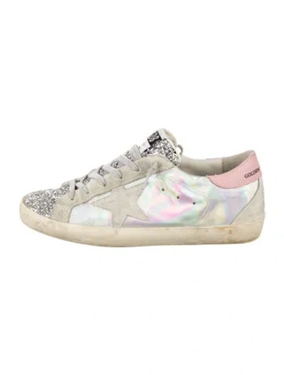 Pre-owned Golden Goose Leather Printed Sneakers In Silver